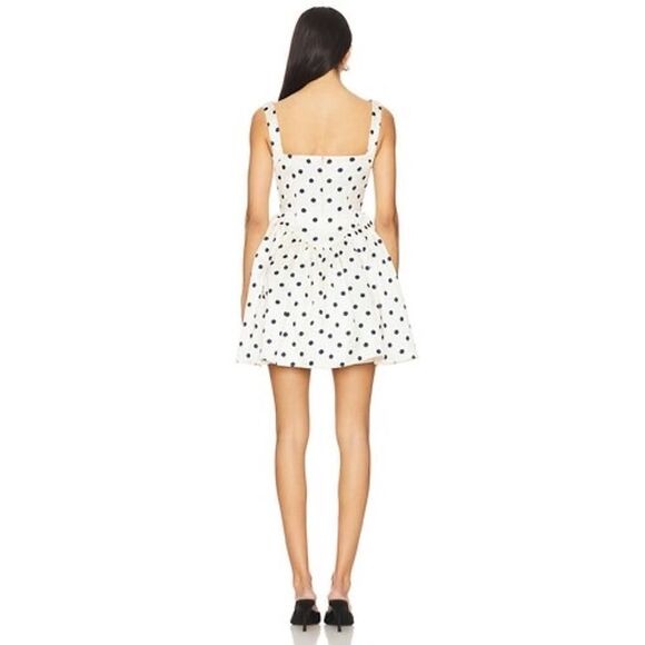 Self-Portrait Polka Dot Satin Mini Dress in Cream UK12/US8 - Picture 3 of 11